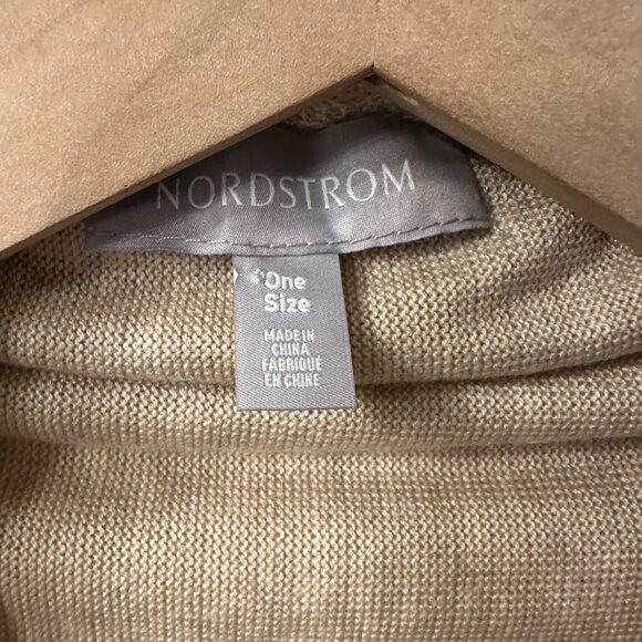 Nordstrom | Heathered Oatmeal Tan Sleeveless Long Duster Cardigan Vest OS Layer - Picture 5 of 6